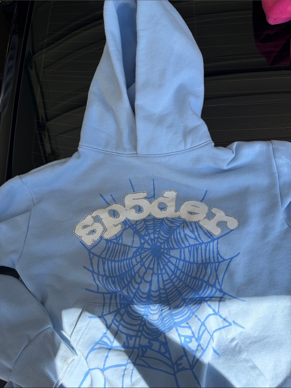 blue rhinestone sp5der hoodie used